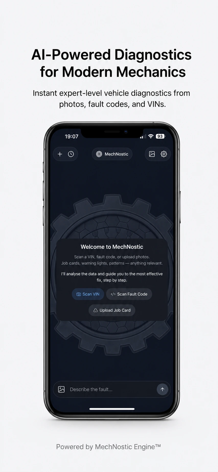Instant expert-level vehicle diagnostics from photos, fault codes and VINs